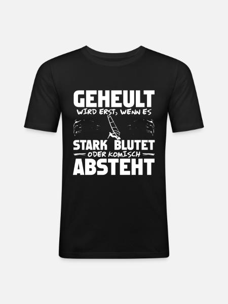 Windsurfer Windurfen Windsurfing Spruch - Männer Slim Fit T-Shirt - Schwarz