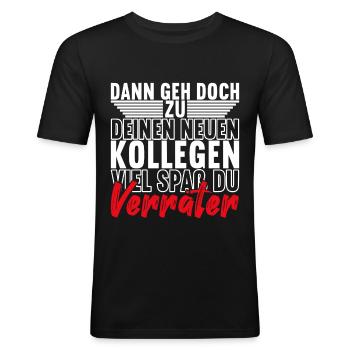 Abschiedsgeschenk Jobwechsel Kollege - Männer Slim Fit T-Shirt - Schwarz - Vorne - Nik (191cm)