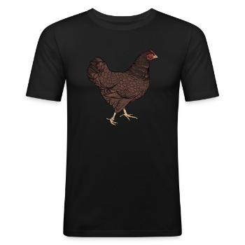 Barnevelder Huhn I Chicken Geflügel Motiv für - Männer Slim Fit T-Shirt - Schwarz - Vorne - Nik (191cm)