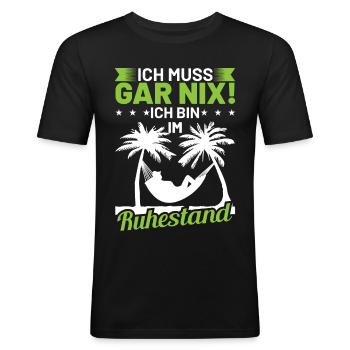 Rentner Ruhestand lustige Rentner Sprüche - Männer Slim Fit T-Shirt - Schwarz - Vorne - Nik (191cm)