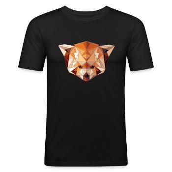 Polygon Roter Panda Geometrisch Polygon Tier - Männer Slim Fit T-Shirt - Schwarz - Vorne - Nik (191cm)