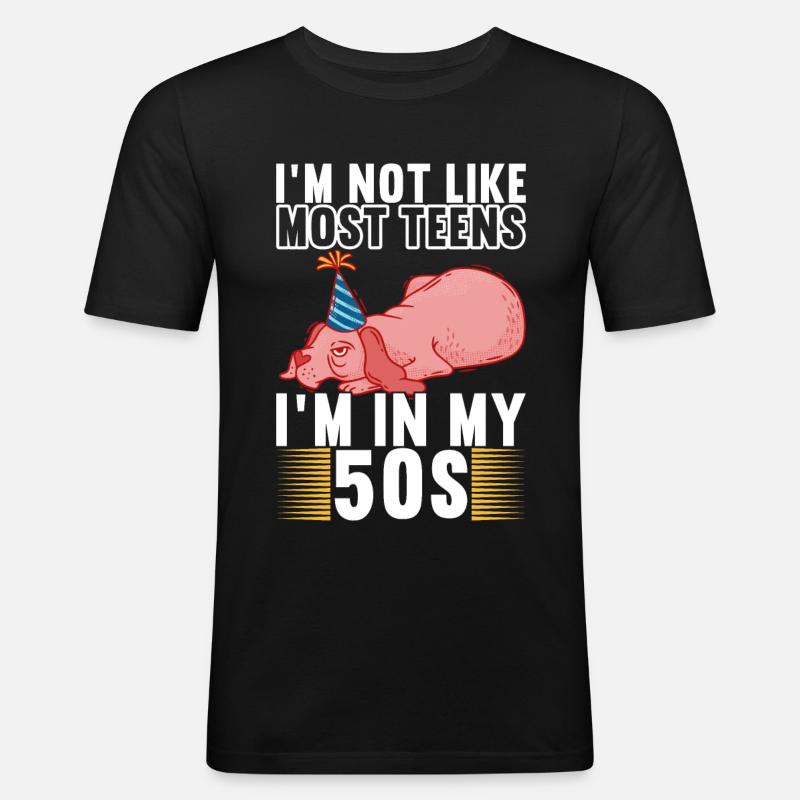 Grumpy Birthday - Männer Slim Fit T-Shirt - Schwarz