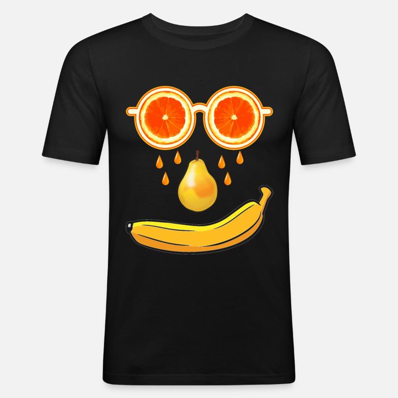 Sommer Früchte - Männer Slim Fit T-Shirt - Schwarz
