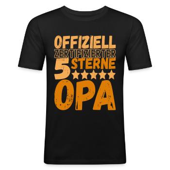 Opa Großvater - Männer Slim Fit T-Shirt - Schwarz - Vorne - Nik (191cm)