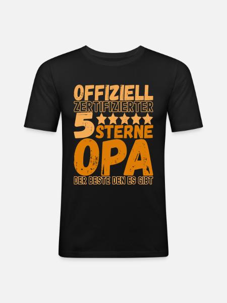 Opa Großvater - Männer Slim Fit T-Shirt - Schwarz