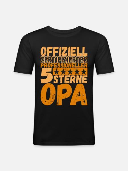 Opa Großvater - Männer Slim Fit T-Shirt - Schwarz