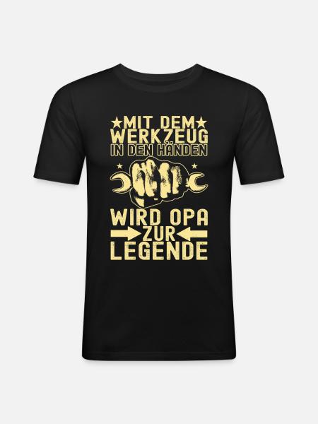 Opa Großvater - Männer Slim Fit T-Shirt - Schwarz