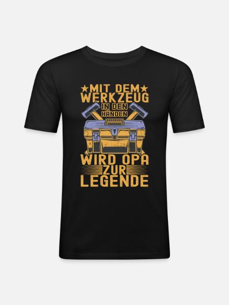 Opa Großvater - Männer Slim Fit T-Shirt - Schwarz