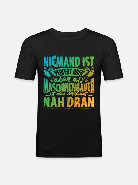Maschinenbauer Job Beruf Metall - Männer Slim Fit T-Shirt - Schwarz
