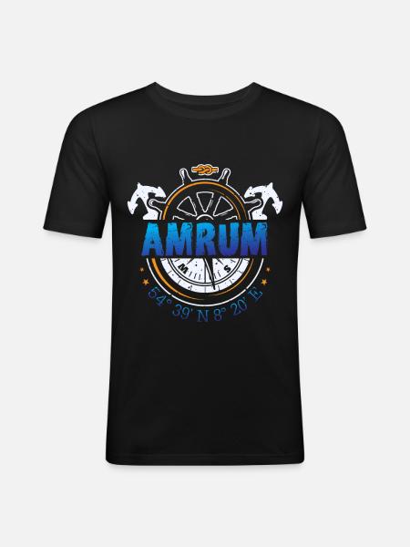 Amrum Nordsee Insel - Männer Slim Fit T-Shirt - Schwarz