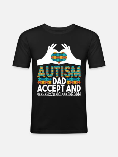 Autistic Autism Papa Autistic - Men's Slim Fit T-Shirt - black