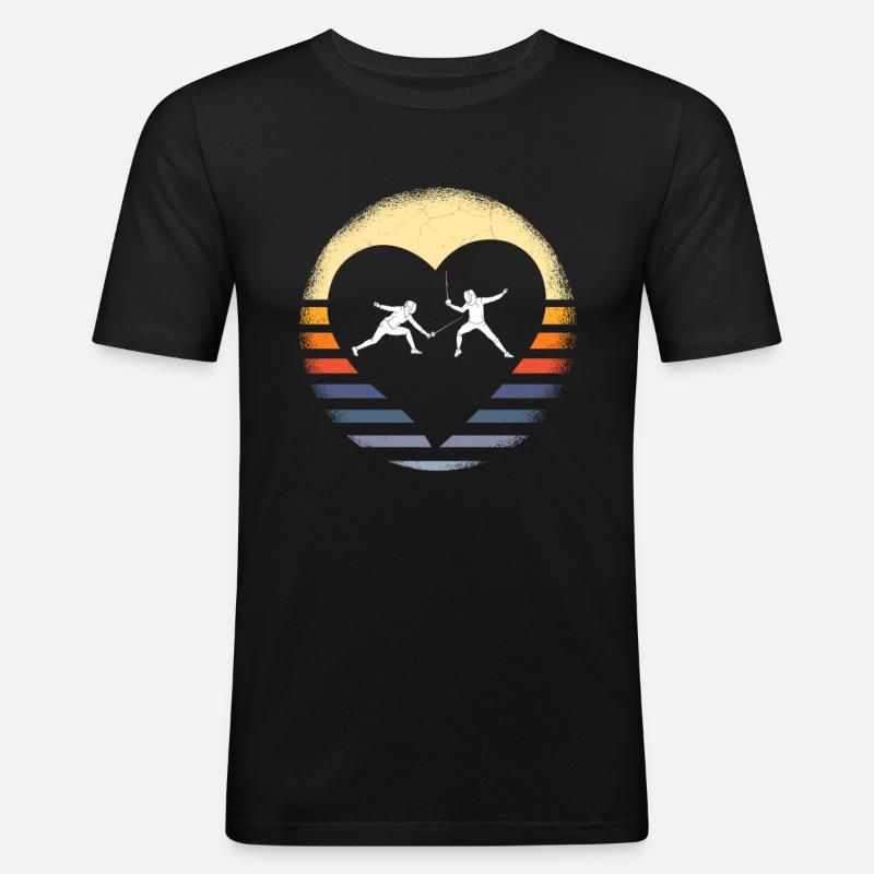 Fechten Degen Fechtduell Geschenkidee - Männer Slim Fit T-Shirt - Schwarz