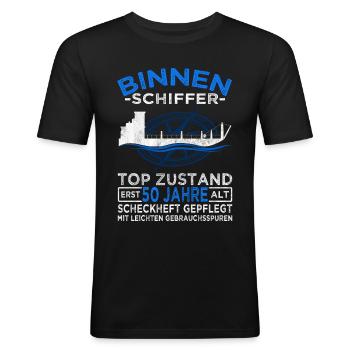 Binnenschiffer 50 Jahre - Seemann - Schiff Kapitän - Männer Slim Fit T-Shirt - Schwarz - Vorne - Nik (191cm)