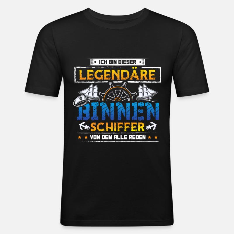 Binnenschiffer Seemann Boot - Männer Slim Fit T-Shirt - Schwarz