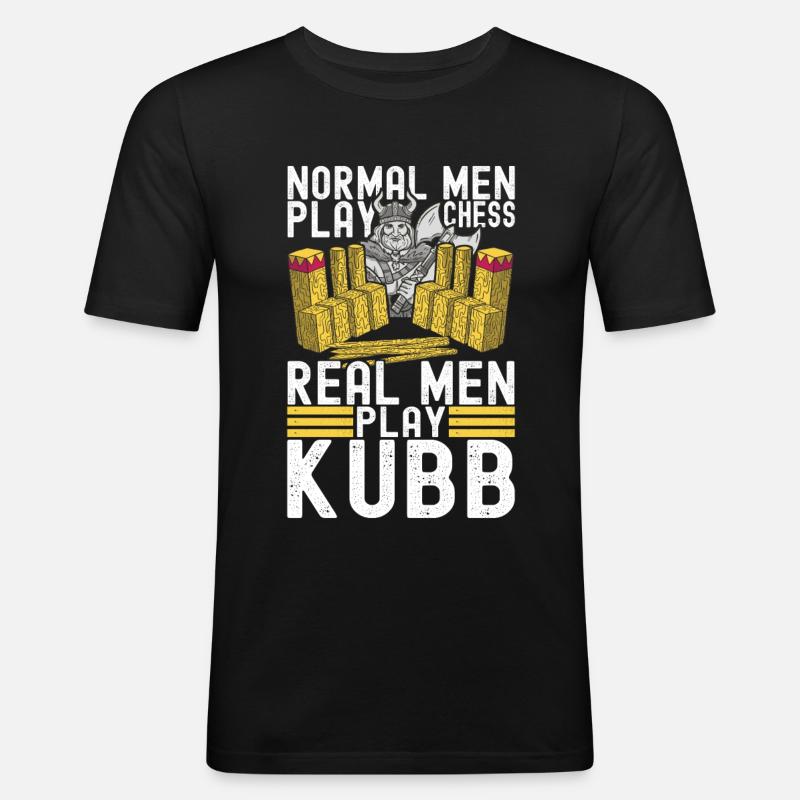 Kubb Wikinger Schach - Männer Slim Fit T-Shirt - Schwarz