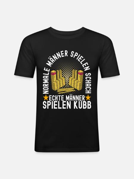 Kubb Wikinger Schach - Männer Slim Fit T-Shirt - Schwarz