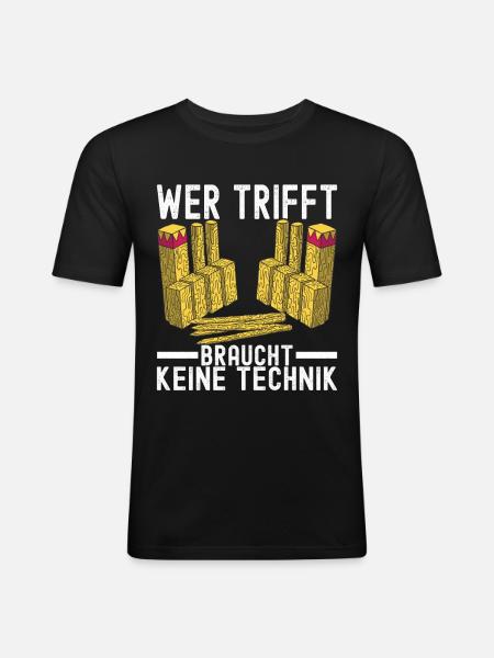 Kubb Wikinger Schach - Männer Slim Fit T-Shirt - Schwarz