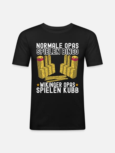 Kubb Wikinger Schach - Männer Slim Fit T-Shirt - Schwarz