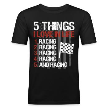 Racing Motorsport Dicton - T-shirt près du corps Homme - noir - Devant - Nik (191cm)