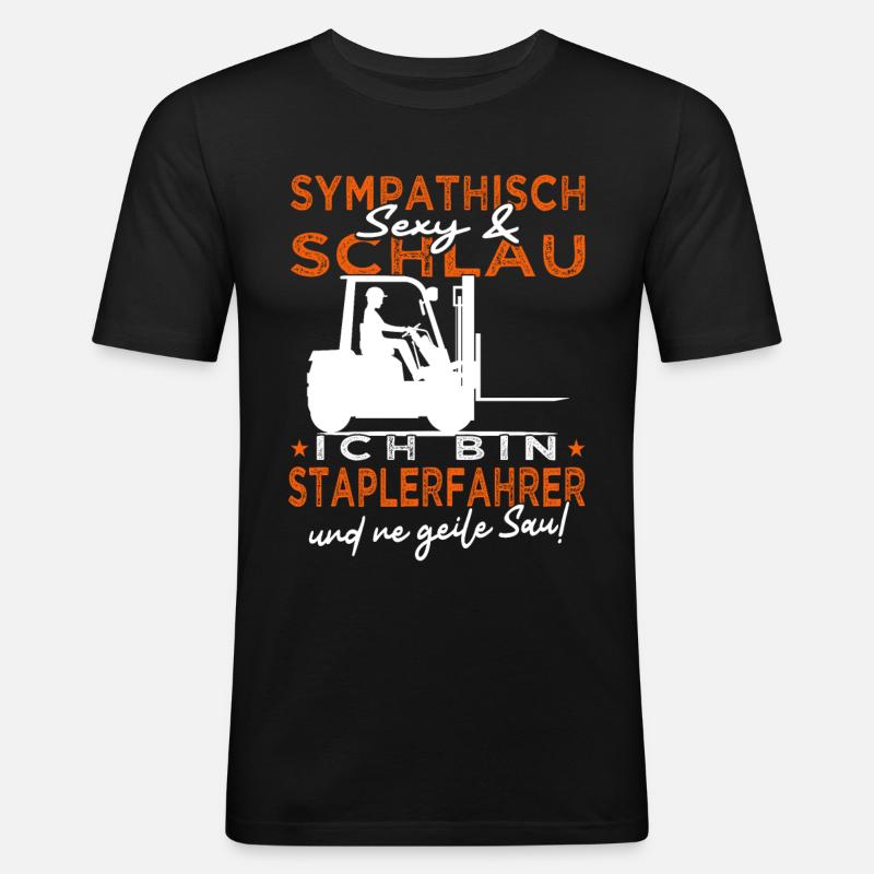 Ich bin Staplerfahrer - Lagerist - Männer Slim Fit T-Shirt - Schwarz
