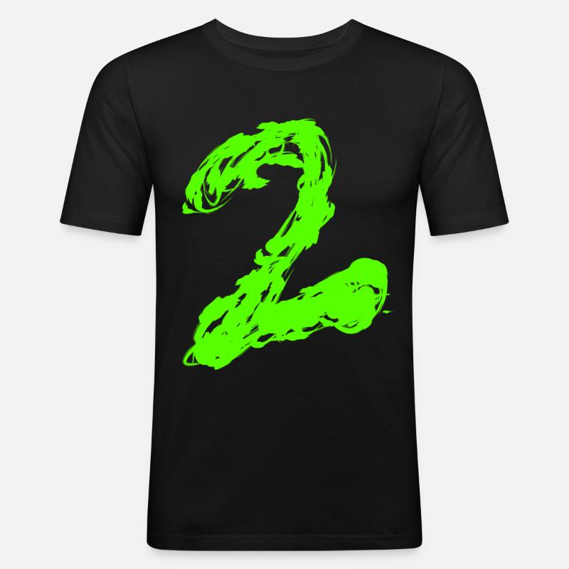 2 - Männer Slim Fit T-Shirt - Schwarz
