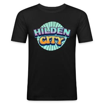 Hilden Deutschland Stadt Schrift Pop Art Comic - Männer Slim Fit T-Shirt - Schwarz - Vorne - Nik (191cm)