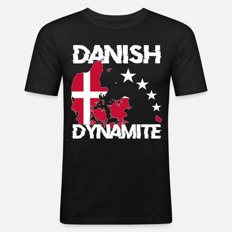 Dänemark Flagge danish dynamite Geschenk - Männer Slim Fit T-Shirt - Schwarz