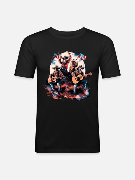 Country Music Guitar Singer Western USA Vintage - Men's Slim Fit T-Shirt - black