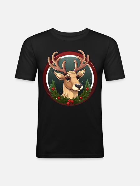 Deer Christmas - Men's Slim Fit T-Shirt - black