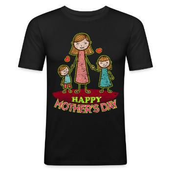 Muttertag - Männer Slim Fit T-Shirt - Schwarz - Vorne - Nik (191cm)