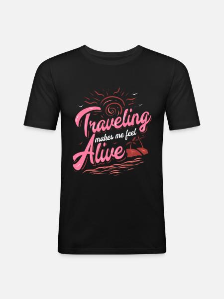 Reise Leben - Männer Slim Fit T-Shirt - Schwarz