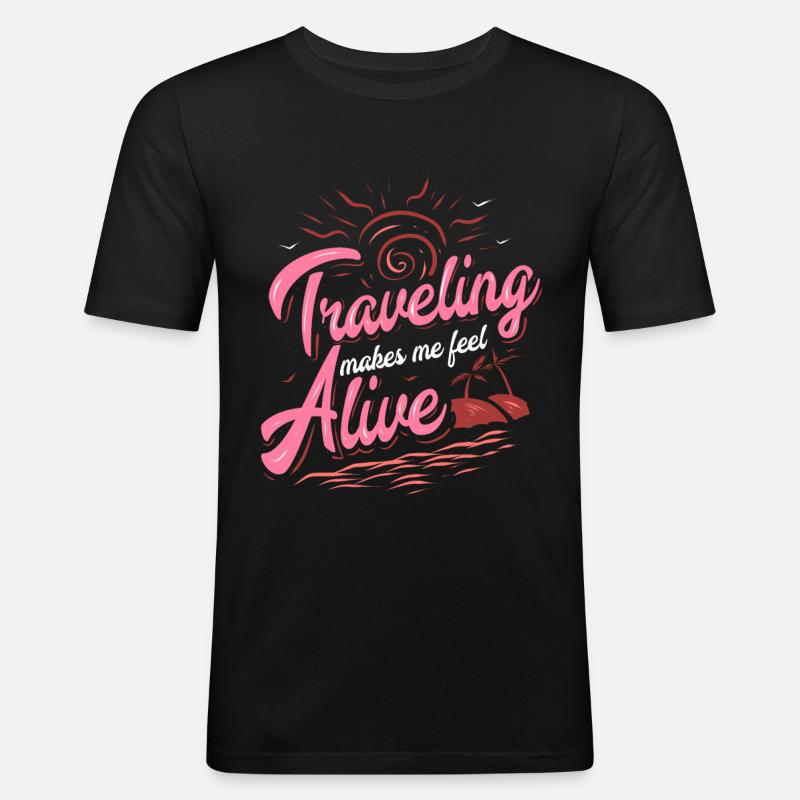 Reise Leben - Männer Slim Fit T-Shirt - Schwarz