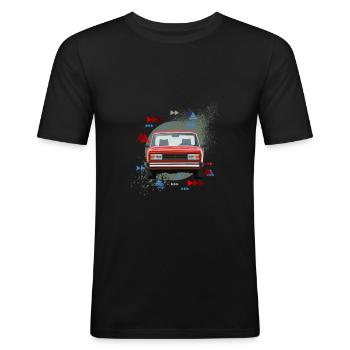 Lada Niva Off Road -Klassisch Russen Auto Geschenk - Männer Slim Fit T-Shirt - Schwarz - Vorne - Nik (191cm)