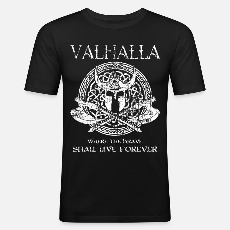 Valhalla Valknut Wikinger Germanen - Männer Slim Fit T-Shirt - Schwarz