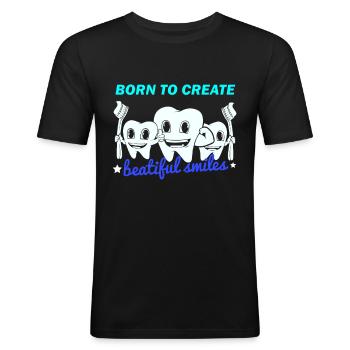 Dents Proverbe Dentiste Dentiste Dentiste - T-shirt près du corps Homme - noir - Devant - Nik (191cm)