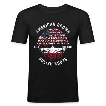 Polen Nation Fahne Geschenk - Männer Slim Fit T-Shirt - Schwarz - Vorne - Nik (191cm)