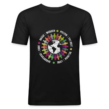 Klimaschutz Umweltfreundlich - Männer Slim Fit T-Shirt - Schwarz - Vorne - Nik (191cm)