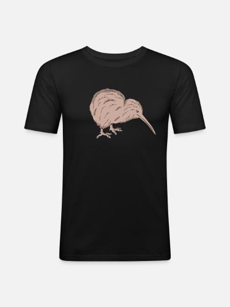 Kiwi Vogel - Männer Slim Fit T-Shirt - Schwarz