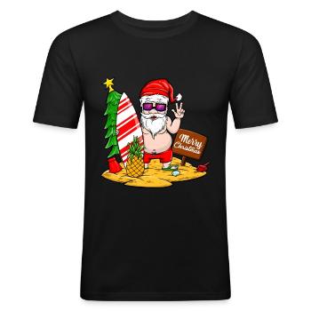 Lustiges Weihnachts T-Shirt Geschenk - Männer Slim Fit T-Shirt - Schwarz - Vorne - Nik (191cm)