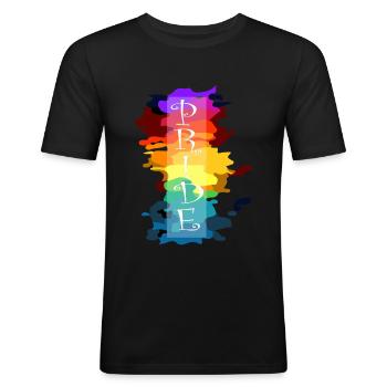 Gay Pride Cadeau - T-shirt près du corps Homme - noir - Devant - Nik (191cm)