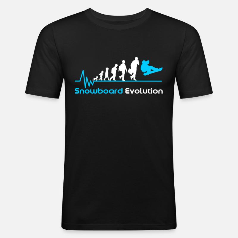 Snowboard Evolution Geburt - Männer Slim Fit T-Shirt - Schwarz