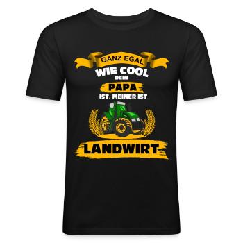 Landwirt | Bauer | mein Papa ist Landwirt - Männer Slim Fit T-Shirt - Schwarz - Vorne - Nik (191cm)