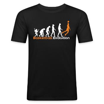 Evolution du basket - T-shirt près du corps Homme - noir - Devant - Nik (191cm)