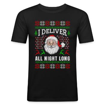 Sjov jul T-shirt gave - Herre Slim Fit T-Shirt - sort - Foran - Nik (191cm)