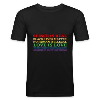 Gay Pride-gave - Slim Fit T-skjorte for menn - svart - Foran - Nik (191cm)