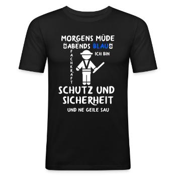 Security Türsteher Sicherheitsdienst Aufpasser - Männer Slim Fit T-Shirt - Schwarz - Vorne - Nik (191cm)