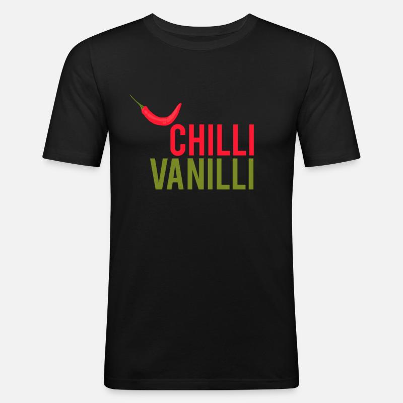 CHILLI VANILLI | PEPPERONI | GØY | TREND | MOTE - Slim Fit T-skjorte for menn - svart