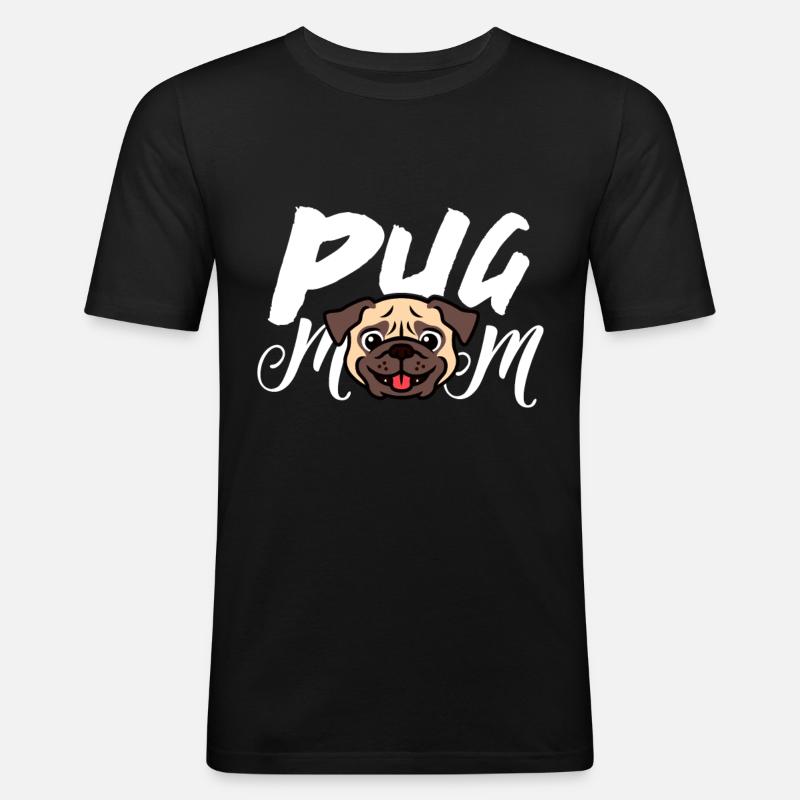 Mops Mama - Männer Slim Fit T-Shirt - Schwarz