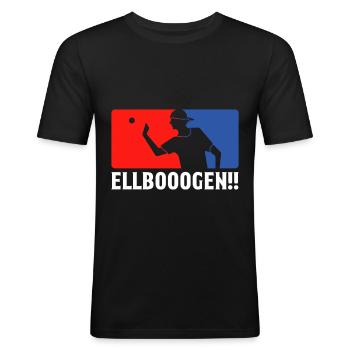 Bier Pong Ellbogen Lustiges Bierpong Team T-Shirt - Männer Slim Fit T-Shirt - Schwarz - Vorne - Nik (191cm)