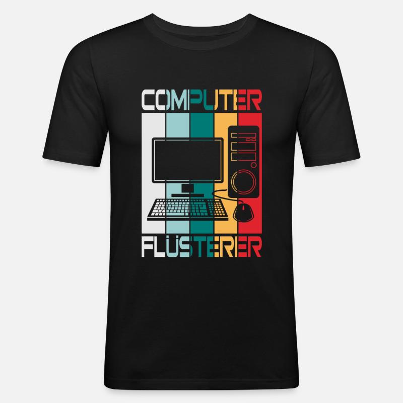 Computer Flüsterer - Männer Slim Fit T-Shirt - Schwarz